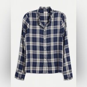 Faherty Women's Nantucket shirt In Lakeridge Plaid Button Up Ruffle Detail Small